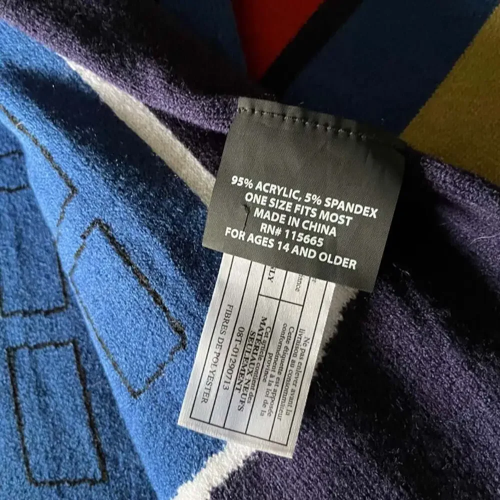 Doctor Dr Who TARDIS Scarf 6ft Blue Knitted Acrylic Multi Color, Like New‎